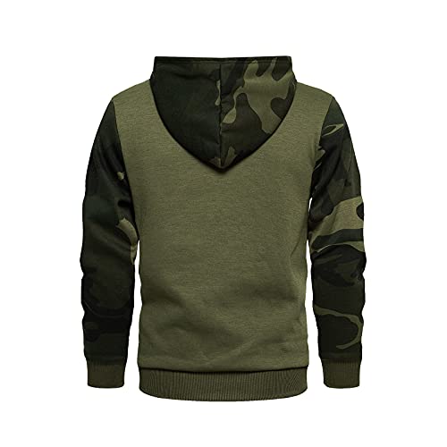 Image of AOTORR Men's Pullover Hoodie Blend Fleece Long Sleeve Contrast Color Military Sweatshirt with Kanga Pocket