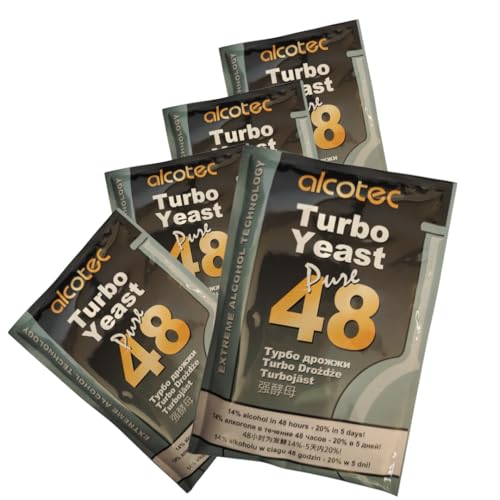 X5 Alcotec Turbo Yeast Pure 48, High Alcohol Brewing Yeast, Wine Cider Beer Mead Ipa Kombucha Clarifier
