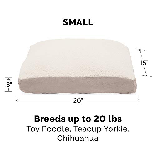 Image of Furhaven Pillow Dog Bed for Small Dogs w / Removable Washable Cover - Sherpa & Suede Mattress - Clay, Small