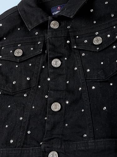 Image of Girls Full Sleeve Solid Crop Denim Jacket