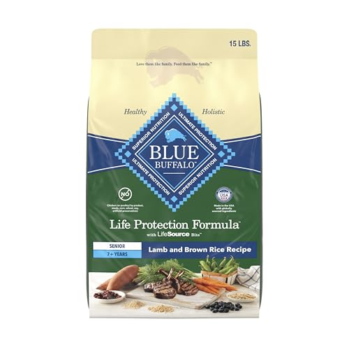 Blue Buffalo Life Protection Formula with LifeSource Bits, Senior 7+ Dry Dog Food, Lamb and Brown Rice Recipe, Natural Food for Dogs, 15 lb. Bag