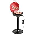Giantex Electric BBQ Grill 1600W, Removable Non-Stick Grill Rack, Warming Rack, Oil Drip Tray, Adjustable Temperature, Portable Outdoor Electric Grill for Camping Picnic Tailgating, Red & Black