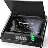 HOLEWOR Gun Safe,Biometric Gun Safes for Pistols with Two Gun Capacity, Fingerprint Quick Access Portable Handgun Safe Pistol Safe for Home Bedside Nightstand Car