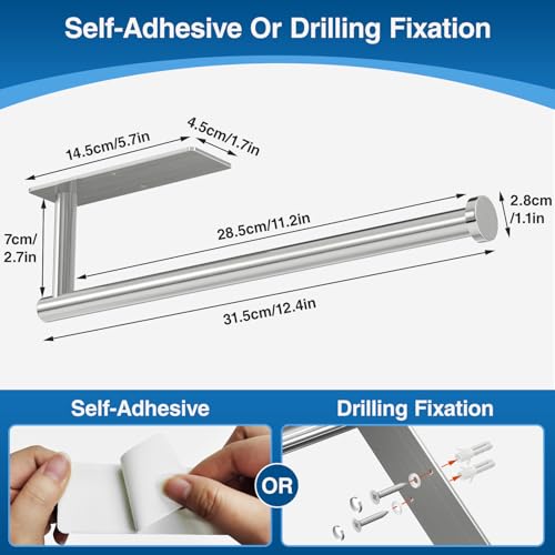 Paper Towel Holder - Self-Adhesive or Drilling, Wall Mounted Paper Towel Rack for Kitchen - Image 6