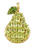 Gelbgold 585 Diemer Farbstein Birnen-Anhänger mit Peridot und Chromdiopsiden Grün