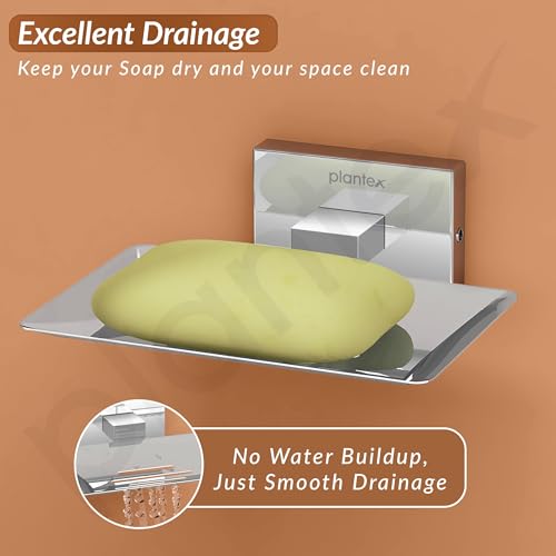 Image of Plantex Stainless Steel Soap Holder for Bathroom /Soap Dish /Case /Stand for Kitchen /Bathroom Accessories - Pack of 1 (Chrome, Nexa)