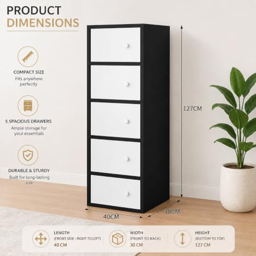 Image of 5-Door Morden Wooden Collapsible Wardrobe for Storage /Space Saving Wooden Wardrobe with Doors /Collpsible Storage Organiser /Living Room