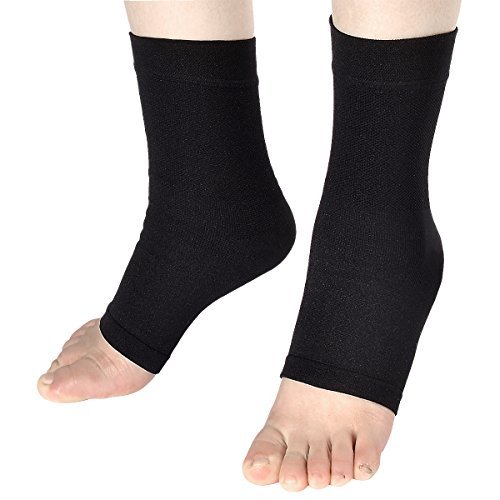 Liomor Foot Sleeves Plantar Fasciitis Compression Foot Socks, Arch Support & Ankle Support to Relieve Pain - Pair, Black, L Size …