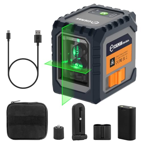 CIGMAN レーザー墨出し器 ミニ型 クロスラインレーザー USB-C充電 充電式電池...