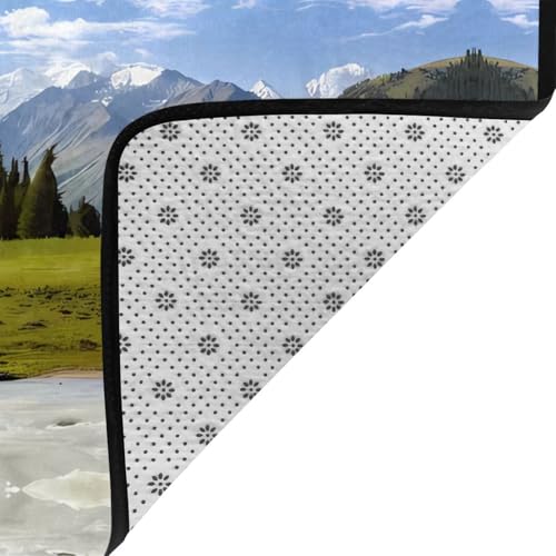 Alfombra antideslizante HJFCZH 80x58 con estampado de montañas de nieve 6