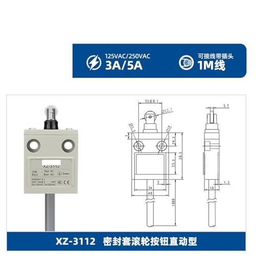 Interruptor de límite XZ-3112 de aleación de zinc con cable de 1 metro 2