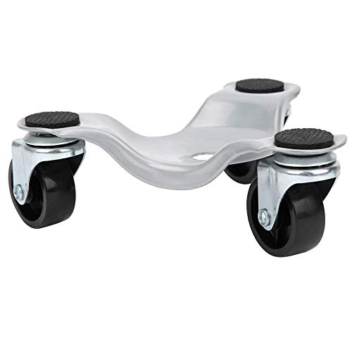 Kit de Déménagement et Levage de Meubles 4 Curseurs Roulettes à 3 Roues Plaque Mobile en Argent pour Objets Lourds Portant 400KG