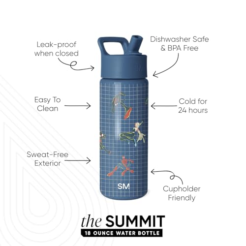 Image of Simple Modern Kids Summit Water Bottle with Straw Lid | Marvel 18oz Stainless Steel Cup Insulated Tumbler for Toddlers, Boys, School | Spiderman Friends