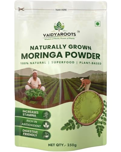 Image of Organic Moringa Leaf Powder 250g | Sahjan, Drumstick, Murungai Leaves | Ayurvedic Superfood for Energy, Immunity & Detox | Rich in Protein, Iron, Calcium, Vitamins | Natural & Lab Tested