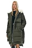 Orolay Women's Long Down Jacket Winter Puffer Jacket Warm Faux-Fur Collar Coat Armygreen Medium