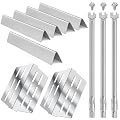 GasSaf 7620 7622 62752 Grill Replacement Parts for Weber Genesis 300(Front-Knob), 17.5 Flavorizer Bars, 19.5 Burners Tube, 13 1/4 Heat Plate Deflectors for Genesis E310 E320 E330 S310 S320 S330 Grills