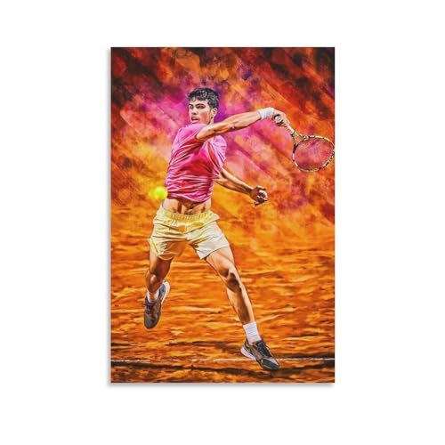 Idée cadeau fan de tennis : impression sur toile Carlos Alcaraz SECOLI 50x75 cm