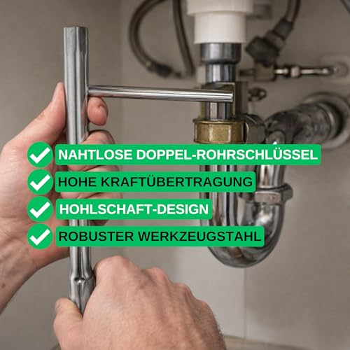 Rohrsteckschlüssel Set mit Drehstange, SW 12 X 13, 10 X 11, 8 X 9, Montage Satz aus Werkzeugstahl, Steckschlüssel Kit für Sechskant Muttern, nahtlose Doppelsteckschlüssel mit Hohlschaft, Rohrschlüssel