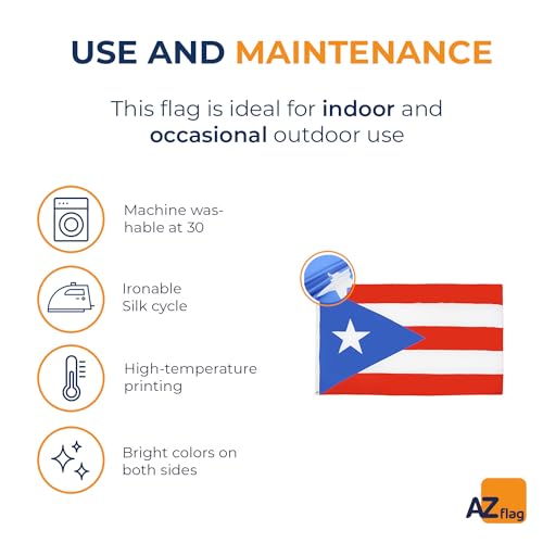 Image of AZ FLAG - Puerto Rico Flag - 3x5 Ft - 100D Polyester Puerto Rican Banner with Two Metal Grommets - Fade Resistant - Vivid Colors - 3' x 5' Feet - 150x90 Cm