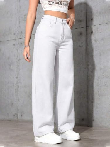 Image of Celary Women High Waisted Wide Leg Jeans||Stretch Denim Palazzo Pants||Casual Loose Fit Straight Jeans for Women & Girls