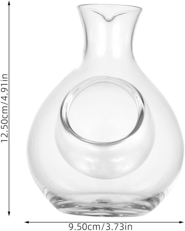 CALLARON Japanese Cold Sake 4.9x3.73cm Glass Decanter Bottle Wine Decanter Chiller Set Hand Blown Chilled Server Whiskey Dispenser Red Wine Carafes with Ice Pocket for Bar
