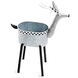 MACKENZIE-CHILDS Reindeer Galvanized Metal Planter, Indoor/Outdoor Decorative Garden Planter, Christmas Reindeer Decor, Porch Decor, 31 Inches Tall