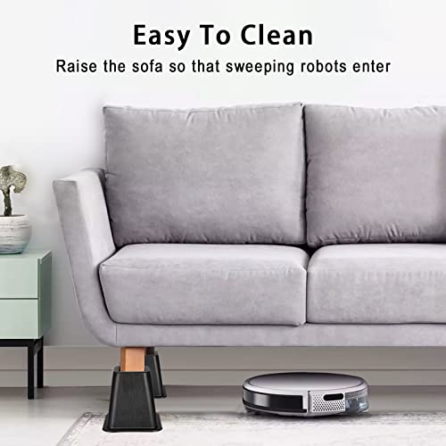 Lufia Bed Furniture Risers, 6 Inch Heavy Duty Bed Lifts Risers For Sofa, Table, Chair Or Desk, Set Of 4 Bed Lifts (6 Inch, Black) #TOP2