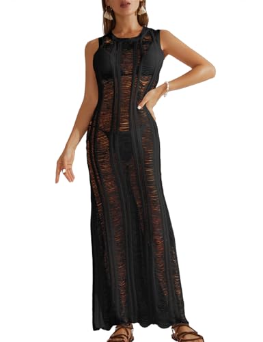 Bsubseach Crochet Cover Up for Women Knit Swimsuit Coverups Hollow Out Sleeveless Swim Coverup Summer Beach Dress2