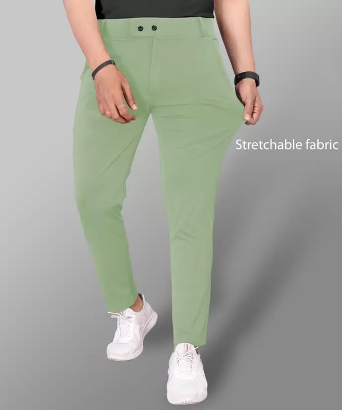 Image of Men's Stylish Slim Fit Lycra Blend Trousers - Pack of 2 (Combo) Formal Pants for Men | Stretchable Regular Office Formal Wear | Comfortable Solid Casual, Business, and Work Trousers for Men
