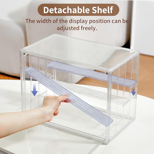 Image of 3 Pack Display Case for Collectibles 4 Layer Updated Adjustable Acrylic Display Case with Magnetic Door Clear Stackable Display Box Hobby Display Cases for Figures, Countertop