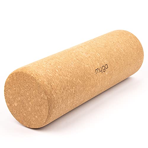 Myga Rodillo de masaje para fascias de corcho natural para liberación miofascial, punto de activación, terapia física y masaje de tejido profundo, objetivos musculares, 15 x 45 cm