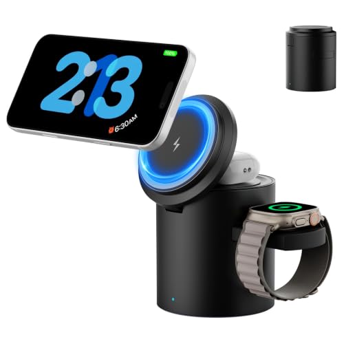Foldable Magnetic 3 in 1 Wireless Charger Stand for iPhone Watch AirPods | A Must-have for Portable Travel,15W Magnetic Charging Station for iPhone 18 17 16 15 14 13 12Series Wireless Charging Station - image 1