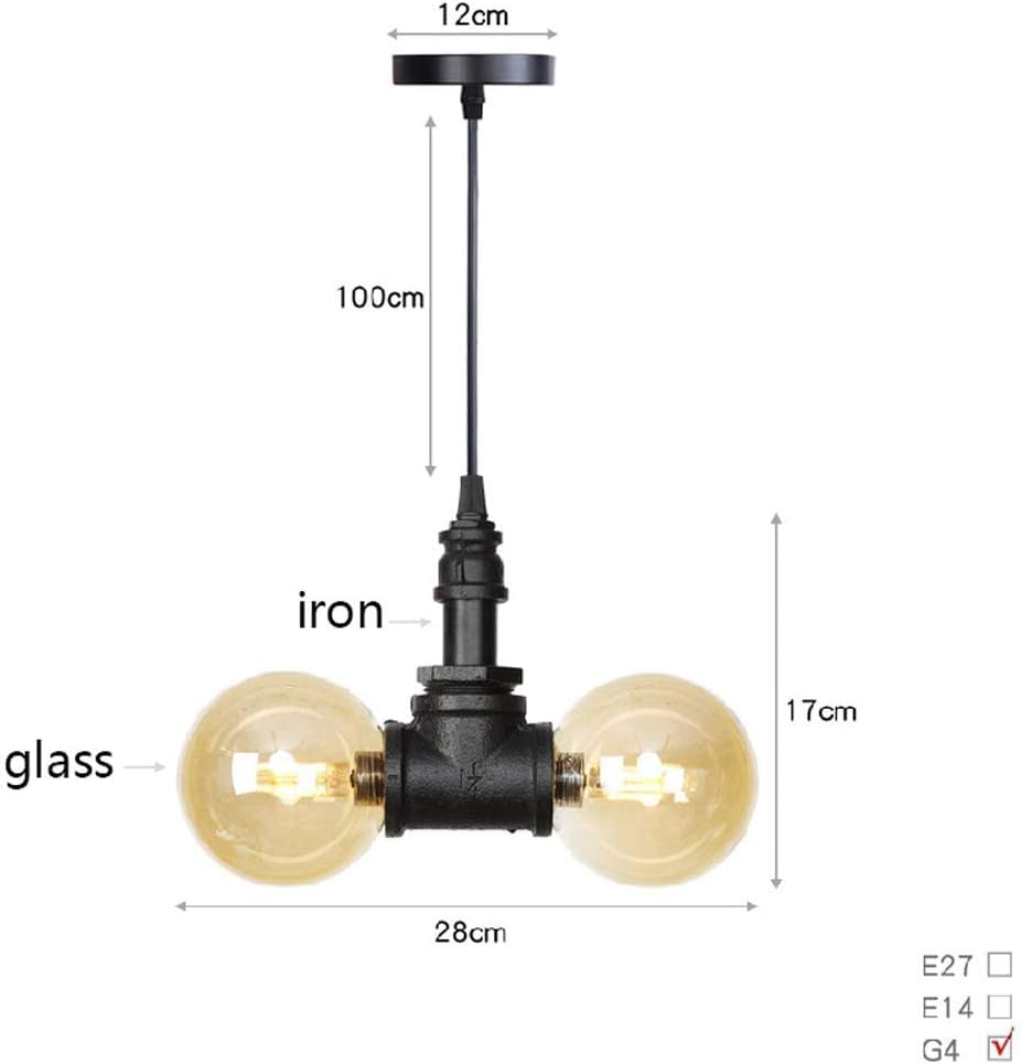 Lámpara Colgante Industrial de tubería de Agua, portalámparas G4, lámpara de Vidrio, lámpara Colgante para Restaurante, iluminación Retro, lámparas de suspensión para Interiores, artefacto de ilu