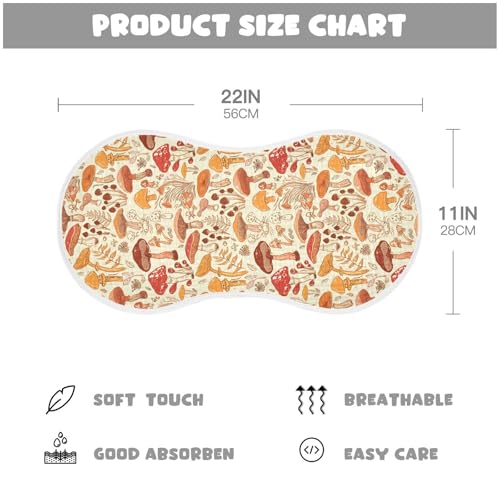 J JOYSAY Mushroom Plant Beige Baby Burp Cloths for Boys Girls Large 22''x11'' Cotton 4 Layer Milk Spit Up Rags for Girl Babies one sizex42