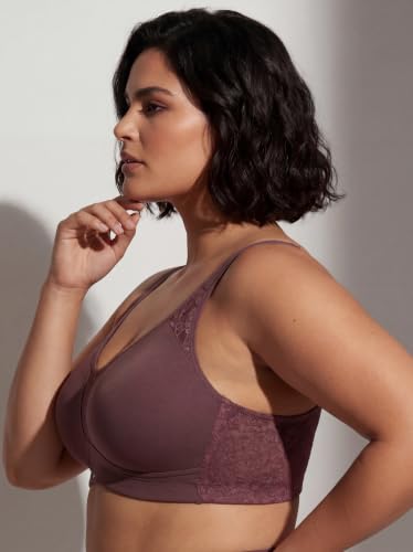 Image of SOIE Women's Full Coverage Minimizer Bra|Non Wired, Non Padded, Triple Layered Cups|Breathable Stretch Cotton with Lace & U-Back Support