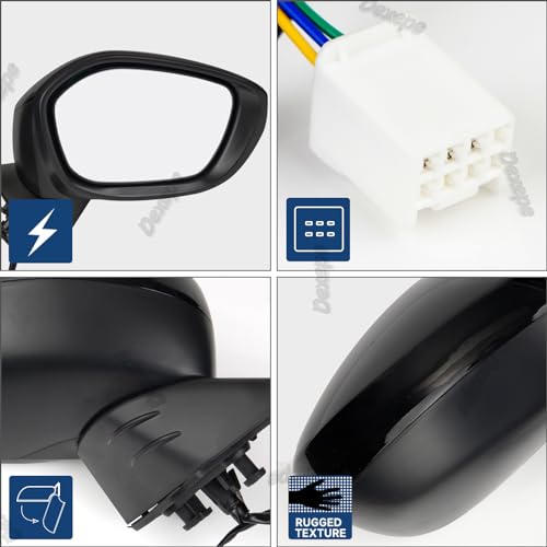 Dexepe Passenger Side Mirror Assembly Compatible with Honda Civic LX/Sport 2022-2025 Non-heated Power Adjustable Glass Manual Folding Replace 76208T20A01 HO1321350 Black (3Pin Right) - Thumbnail 3