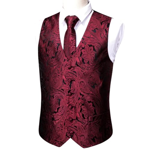 Men's Formal Waistcoat and Tie Set with Pocket Square and Cufflinks for Wedding Suit or Tuxedo2