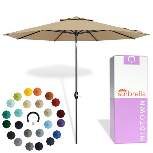 Image of Midtown Umbrellas Lean - 8 Ft Patio Umbrella, Heather Tan Canopy