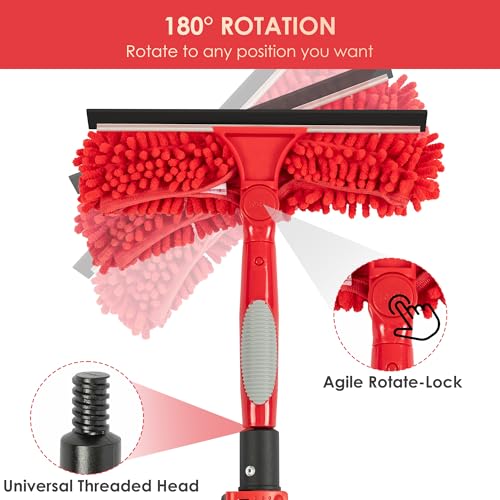 Image of 2-4 FT Window Squeegee with Extension Pole, Window Cleaning Kit with Telescoping Pole, Window Washing Kit with Long Handle for High Outside, 10 FT Reach Window Cleaner Tool