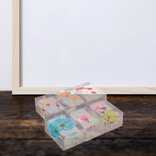 Presse-papiers résine ambre fleurs séchées objet de collection unique - 5
