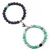Matching Couple Bracelets Healing Crystal Bracelets for Couples Matching Heart Bracelet for Lover Him & Her Boyfriend Girlfriend Valentine's Day Gifts