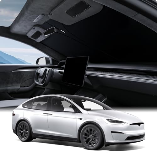 BASENOR Upgraded Sunshade for Tesla Model X Windshield Sunshade Folding Sun Visor Protector...
