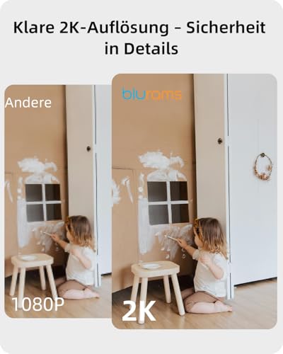 blurams 2K WLAN Kamera Überwachung innen,360° Überwachungskamera innen, Baby Monitor & Haustierüberwachung, Nachtvision, Zweiweg-Audio, Menschenerkennung, 2.4G/5G Wi-Fi 6, Kompatibel Mit Alexa