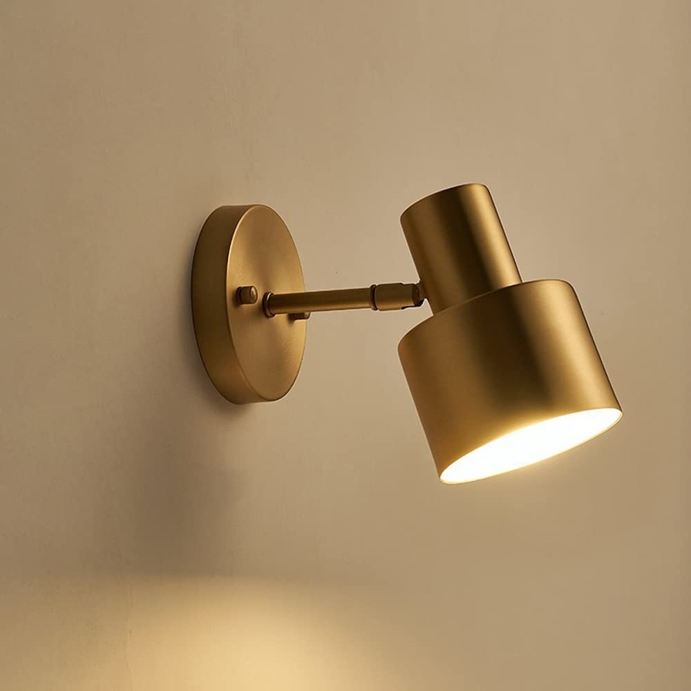 Lámpara de pared industrial retro de metal negro Linterna vintage Base de oro cepillado E27 Lámpara de pared de cabecera Reflector Iluminación interior Aplique de pared Cableado para comedor Cocina