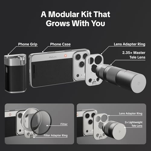 Image of PGYTECH RetroVa All-in-one Ultimate Gift Set for iPhone 17 Pro, 2.35X Telephoto Lens & Vintage Grip Kit, External Recording, Bluetooth Remote, Retro Phone Case for Professional Mobile Filmmaking