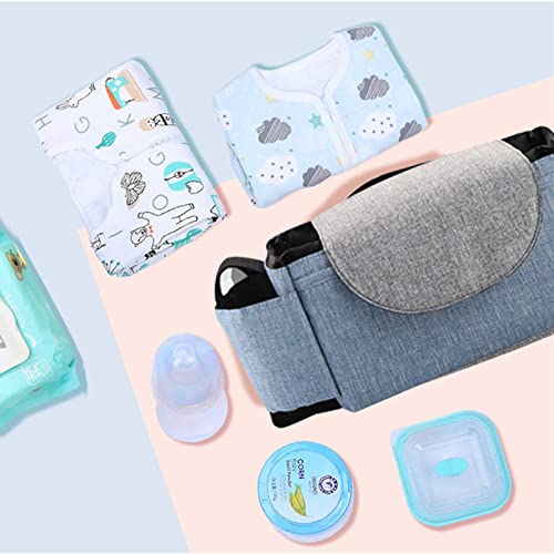 carrinho bebê,Saco armazenamento carrinho bebê | Bolsa universal acessórios para carrinho com 2 port