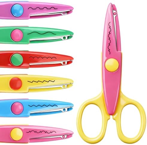 6pcs craft scissors, craft scissors decorative edge for Scrapebook＆School, fancy scissors with Stamp Edge, Fine Zigzag, Castle, Wide Zigzag, Scallop, Ripple