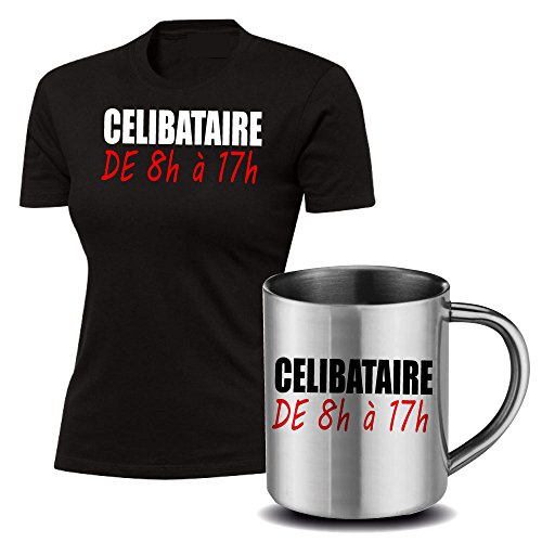 Tshirt mug Femme célibataire en coton bio et céramique blanche