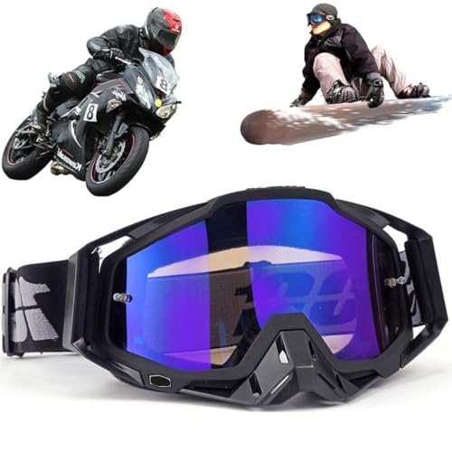 Lunettes de motocross, coupe-vent, anti-poussière, lunettes de ski, dirt bike, lunettes de ski UV, anti-buée, lunettes de ski hors route, pour cyclisme, course de fond, VTT, UTV, gris/bleu