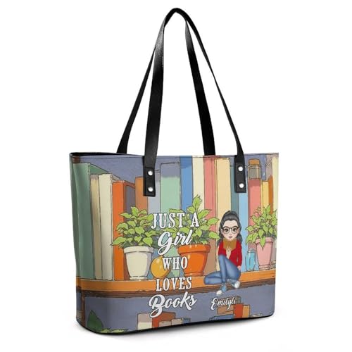 Personalized Just A Girl Who Loves Book Single Shoulder Bag Custom Name Portrait Funny Book Lover Leather Bag Gifts2